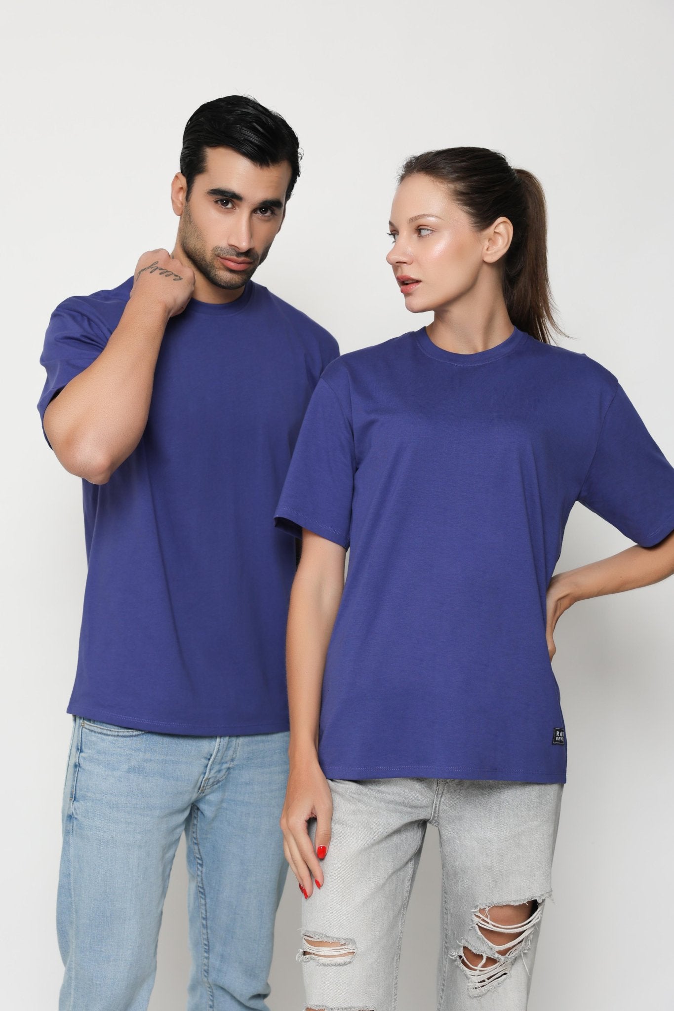 Mens Wave Drop Shoulder T-Shirt - Harbor Blue
